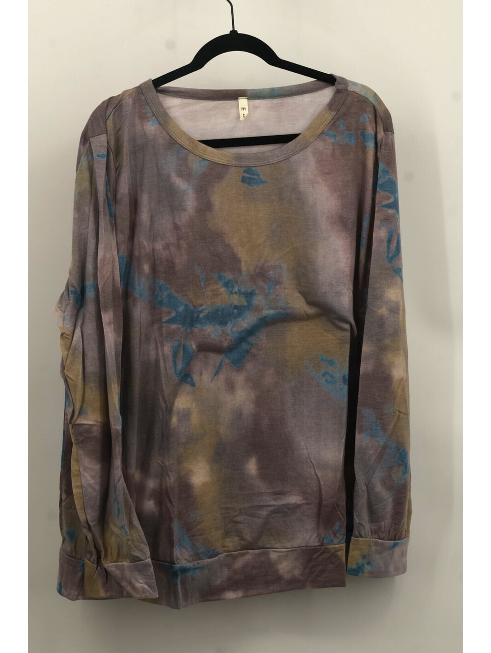 MTS Women's Tie Dye Marble Print Long Sleeve Multicolor Top 2X Polyester Rayon